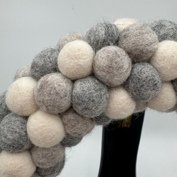 Trader Joe’s Gray Ivory Handcrafted Felted Wool Wreath 9” gray white Made In Nep - Picture 2 of 10